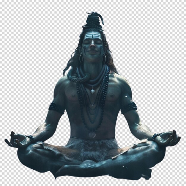 PSD hindu-gott shiva isoliert auf durchsichtigem hintergrund und frohe maha shivaratri