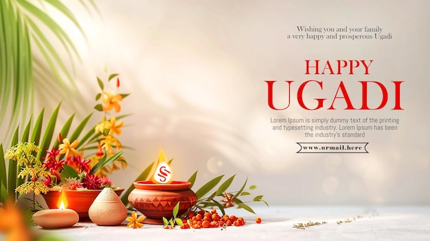 PSD hintergrund der glückwunschkarte von happy ugadi