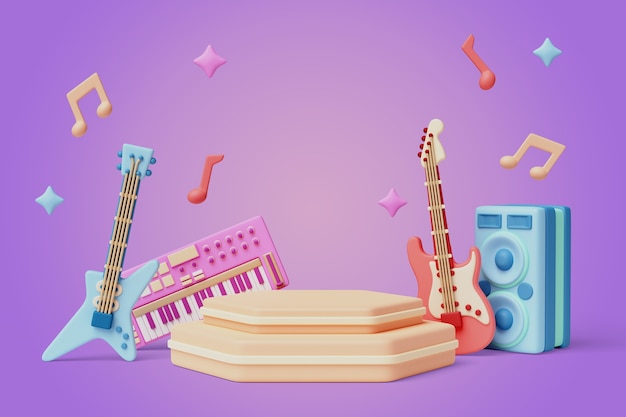 Hintergrund für den Verkauf von Musikinstrumenten auf dem Podium