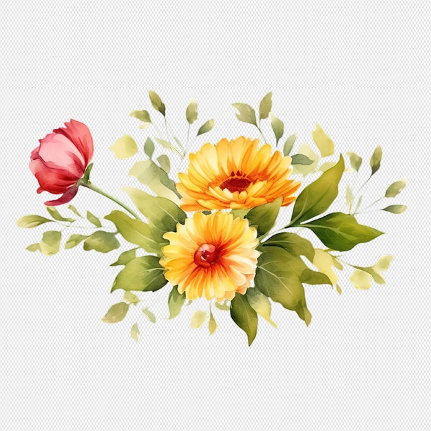 PSD hintergrund mit blumen-aquarell