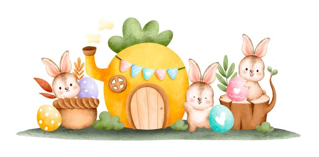 PSD hintergrund von happy easter rabbit