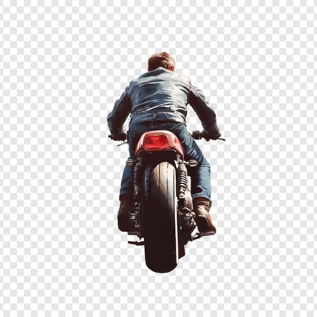Hintergrundansicht eines Mannes, der auf der Straße auf einem Motorrad fährt
