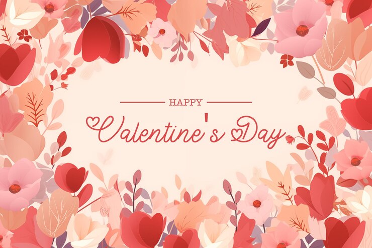 PSD hintergrundbanner zum valentinstag mit blumenelementen