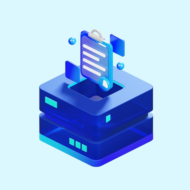 Hinweisseite mit Diagrammkonzept 3D-Render mit isoliertem Hintergrund