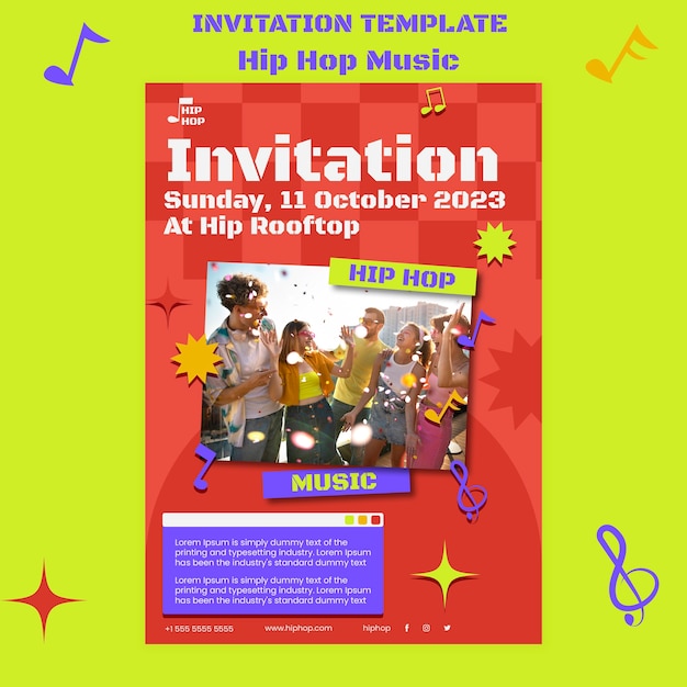 Hip-Hop-Musikvorlage im flachen Design