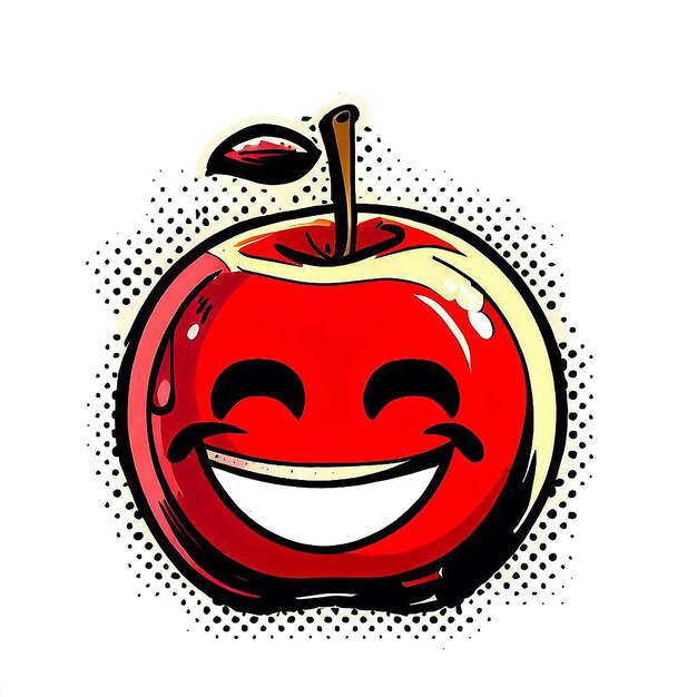 PSD hiperrealista aislado riendo sonriendo fruta de manzana cómic de dibujos animados ilustración de icono avatar