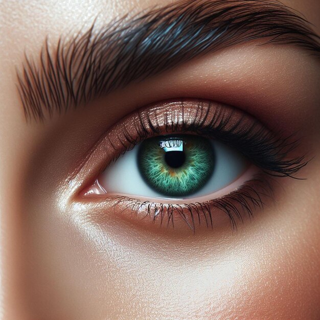 Hiperrealista iris feminina olho macro cara pele colorida brilhante ilustração brilhante