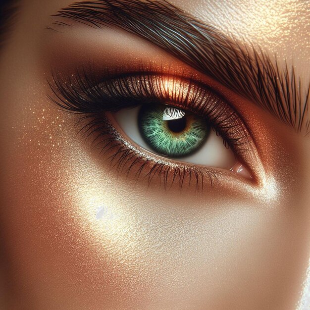 PSD hiperrealista iris feminina olho macro cara pele colorida brilhante ilustração brilhante
