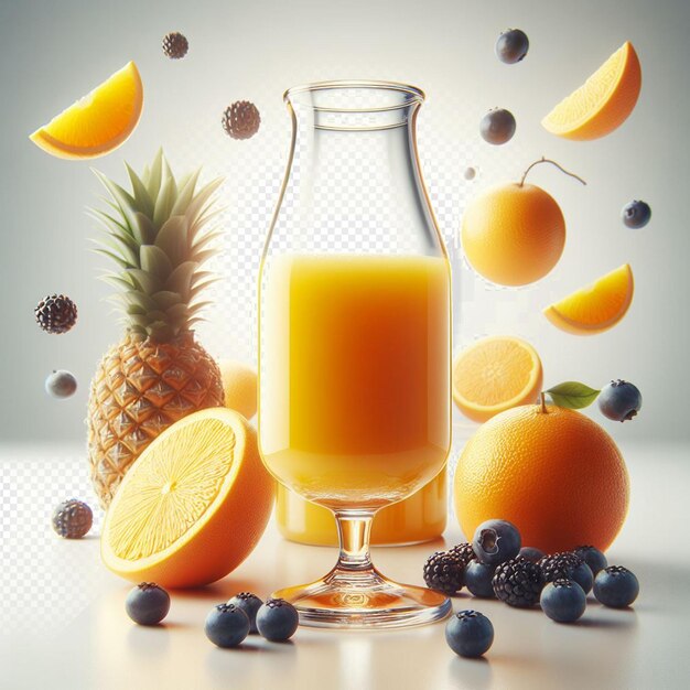 PSD hiperrealista nutrición de frutas saludables jugo de manzana jugo de naranja ilustración fondo transparente