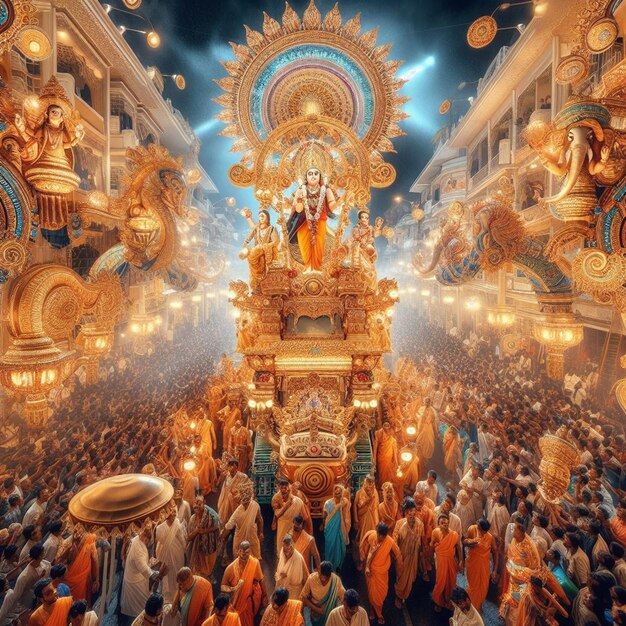 PSD hiperrealista santo sagrado dourado hindu senhor rama navami festival religioso hinduísmo retrato