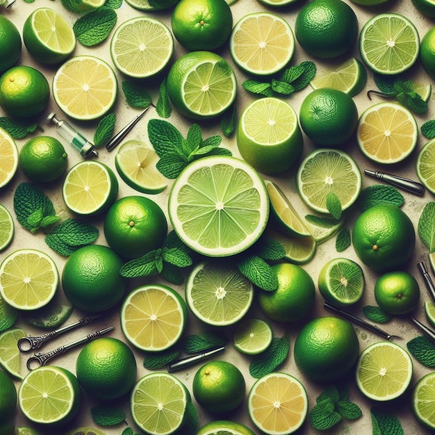 PSD hiperrealista sem costura tropical frutado verde amarelo vermelho limão tecido de textura de fruta