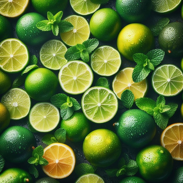 PSD hiperrealista sem costura tropical frutado verde amarelo vermelho limão tecido de textura de fruta