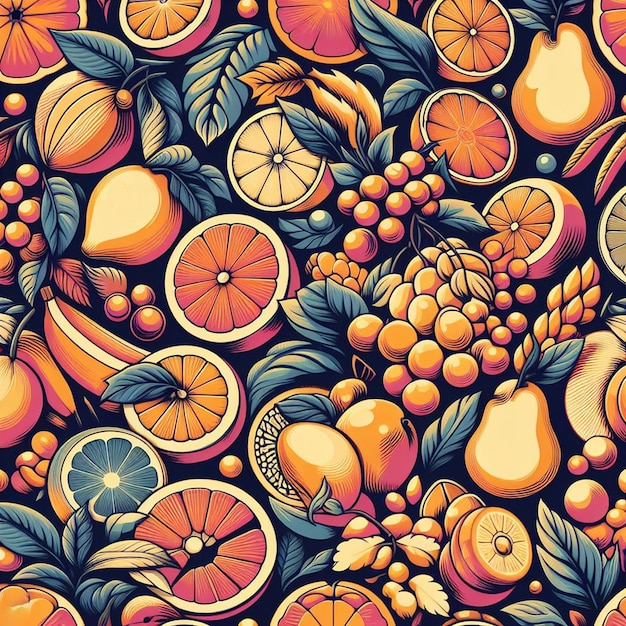 PSD hiperrealista tropical exótico frescas frutas coloridas frutas padrão de comida fundo transparente pic