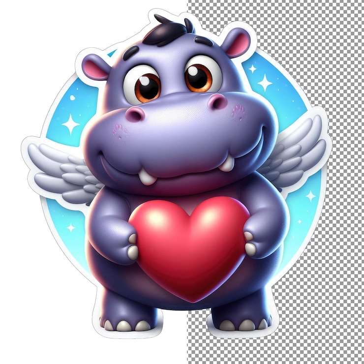 PSD el hipopótamo alado es un amor de corazón.