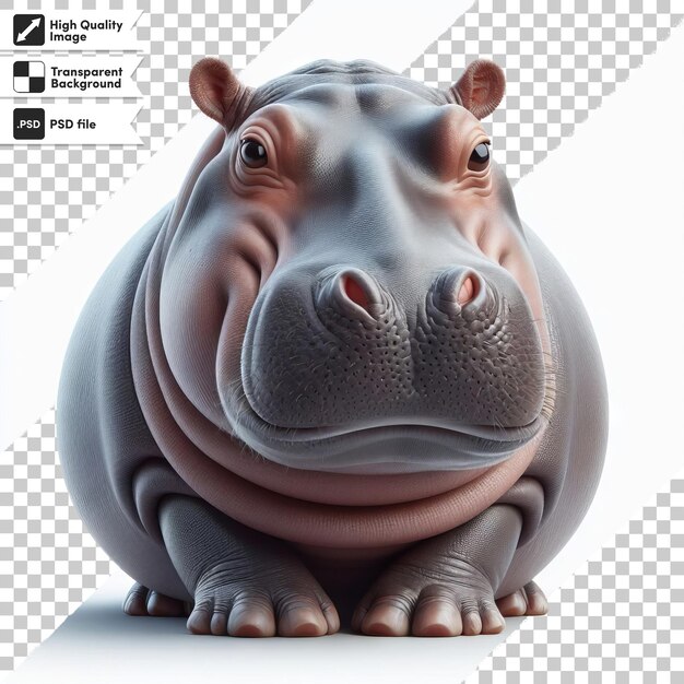 PSD hippopotame psd sur fond transparent avec couche de masque modifiable