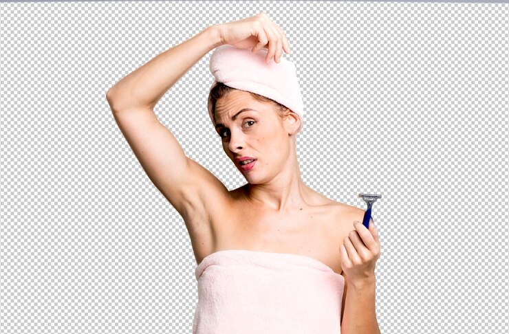 PSD hispano, bastante, mujer joven, afeitado, y, belleza, concepto