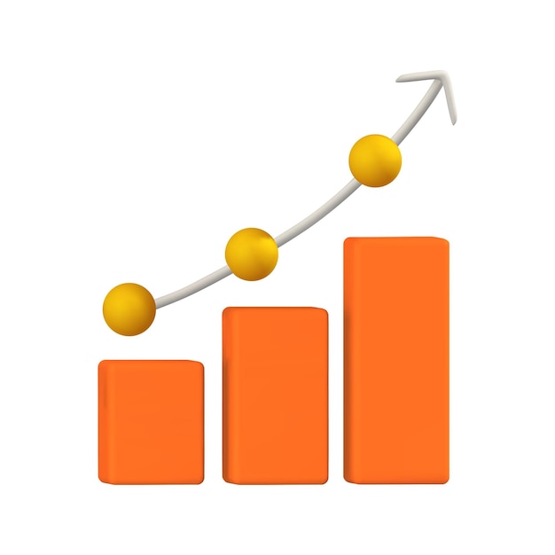 PSD histograma laranja e seta pontilhada 3d render conceito de negócio