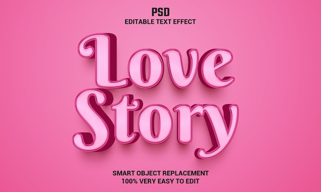 Histoire D'amour 3d Effet De Texte Modifiable Avec Fond Psd Premium