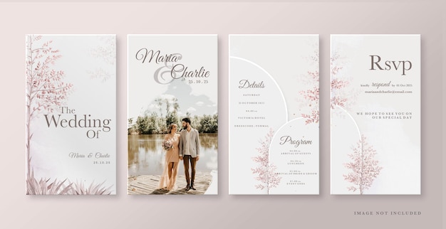 PSD histoire instagram de mariage floral