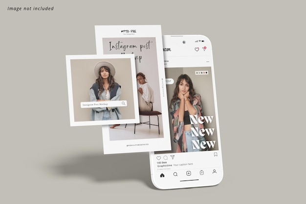 PSD histoire instagram et poste avec maquette de smartphone