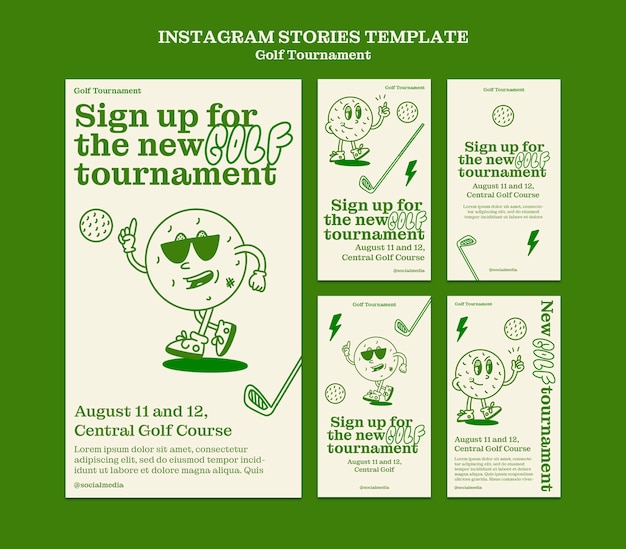 PSD les histoires du tournoi de golf sur instagram