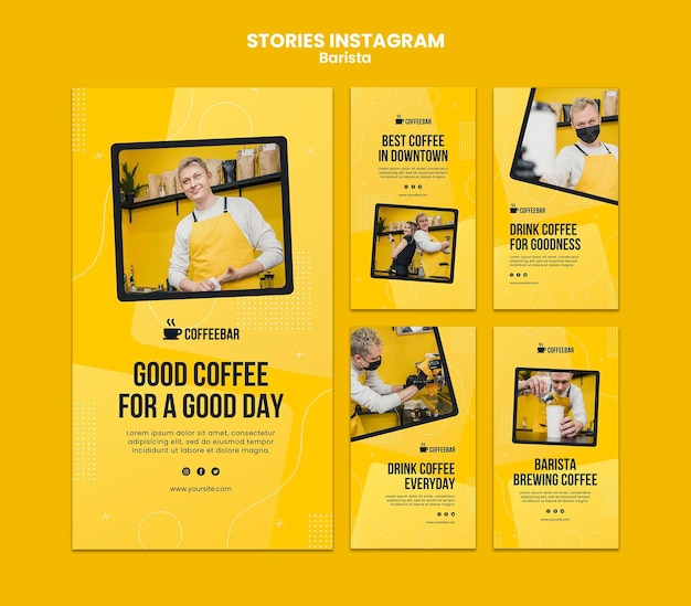 PSD histoires instagram de barista