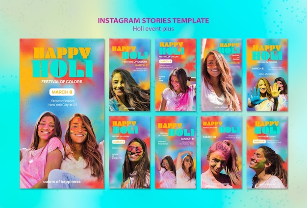 Histoires Instagram De Célébration Du Festival Holi