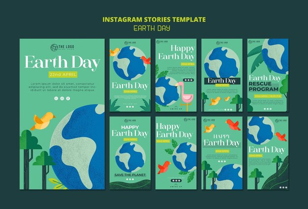 PSD histoires instagram de célébration du jour de la terre