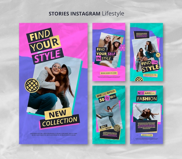 PSD histoires instagram de concept de style de vie