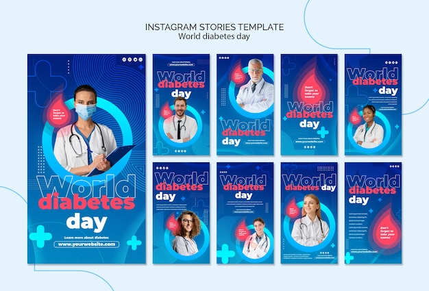 Histoires instagram dégradées de la journée mondiale du diabète