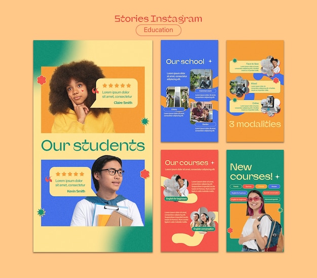 PSD histoires instagram du concept d'éducation