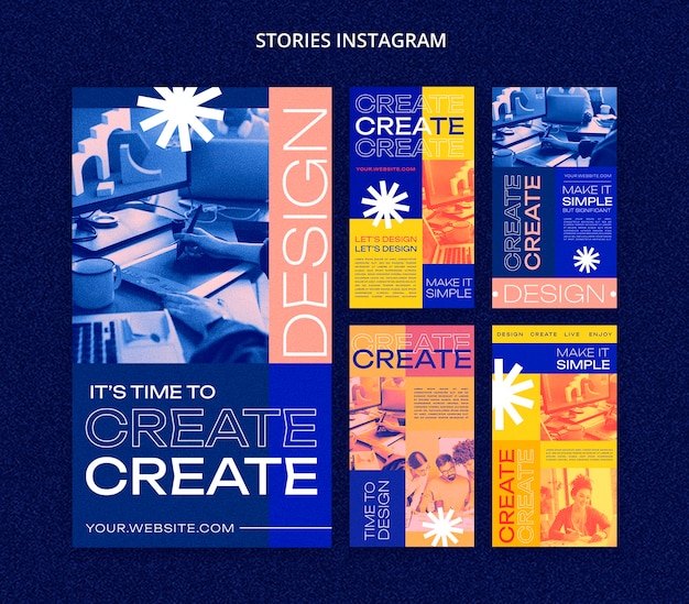 PSD histoires instagram du projet de créativité design plat