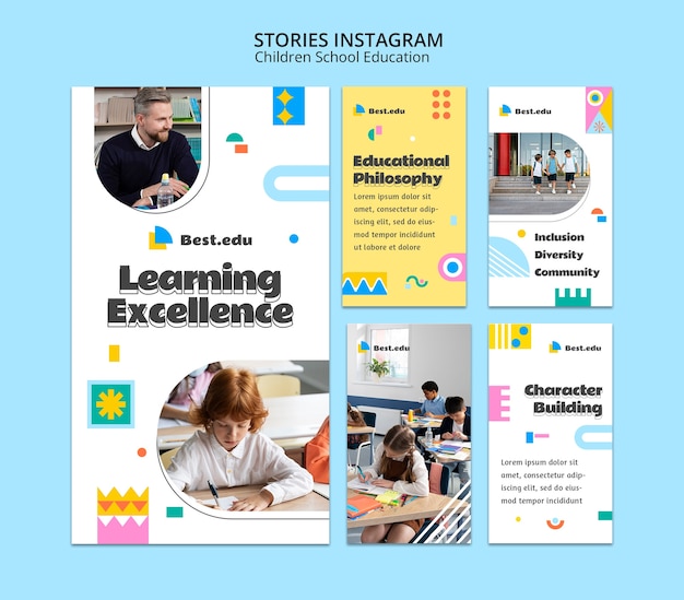 PSD histoires instagram de l'éducation scolaire des enfants