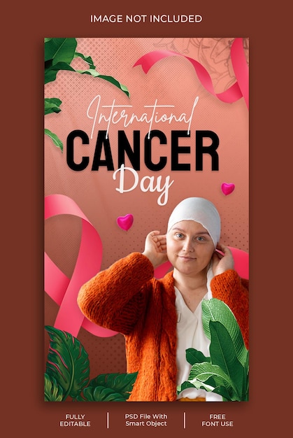 PSD histoires instagram de la journée internationale du cancer