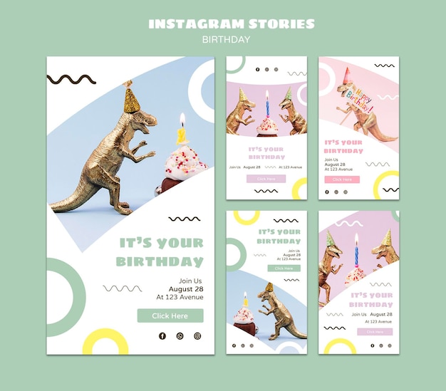 PSD histoires instagram de joyeux anniversaire