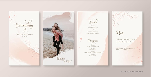 Histoires Instagram de mariage avec aquarelle beige