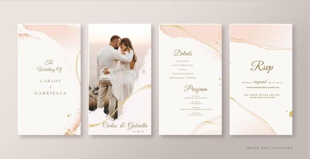 Histoires Instagram de mariage avec aquarelle beige