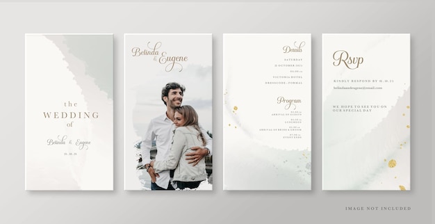Histoires Instagram de mariage avec aquarelle vert menthe