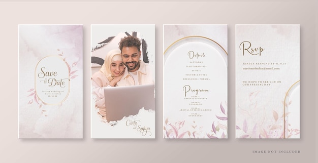 Histoires instagram de mariage à l'aquarelle