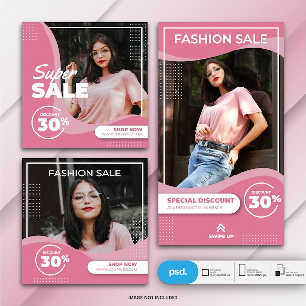 PSD histoires instagram et modèle de vente de mode bundle post feed