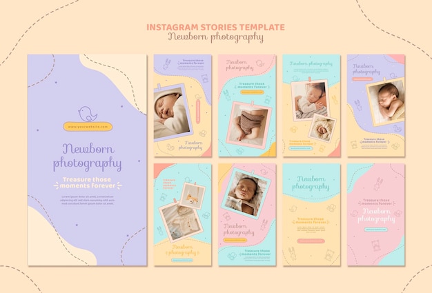 Histoires Instagram de prise de photo de nouveau-né mignon