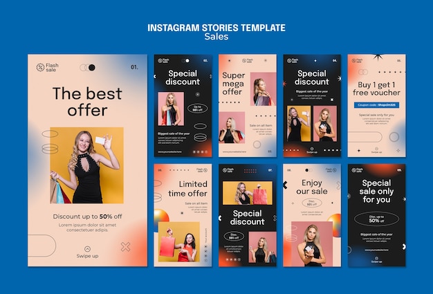 PSD histoires instagram de remise sur les ventes dégradées