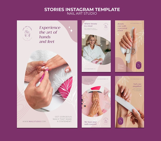 Histoires instagram de studio d'art d'ongle