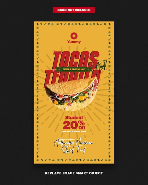 PSD histoires instagram de tacos