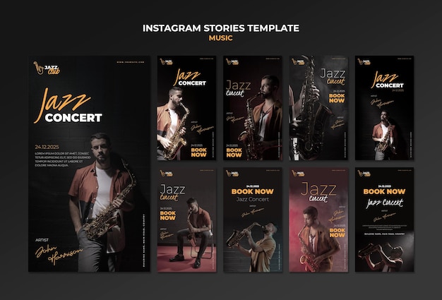Histoires de médias sociaux de concerts de jazz