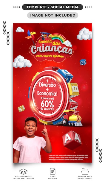 Histoires de médias sociaux Semaine des enfants Plus d'économies amusantes !
