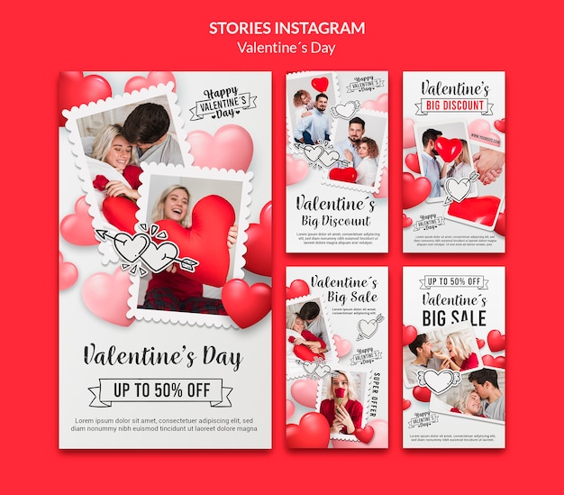 PSD histoires minimalistes de la vente de la saint-valentin sur les réseaux sociaux