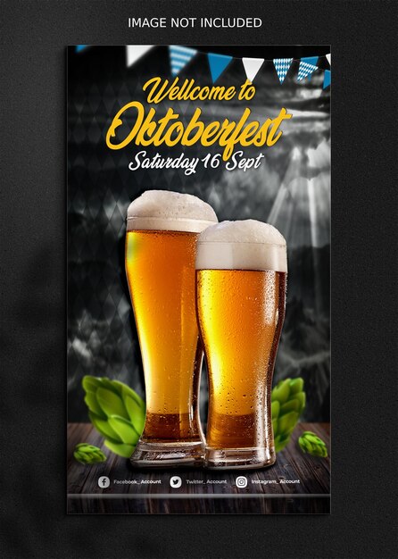 História de mídia social do psd para o festival de cerveja oktoberfest e banners verticais