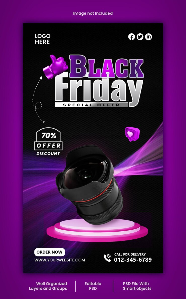 História de mídia social PSD Black Friday e modelo de design de banner de venda com desconto