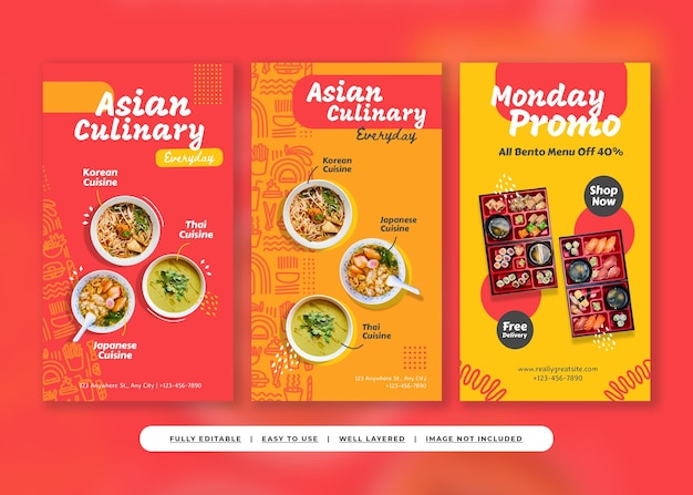 História do Instagram de promoção de catering de comida limpa colorida